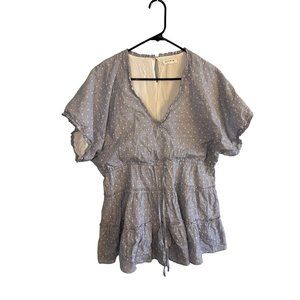 Storia Blue White Romper Women's M feminine romantic